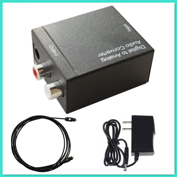 Digital Optical Coaxial Toslink Signal to Analog Audio Converter Adapter EU Plug + Fibre Optic Cable HMP_444