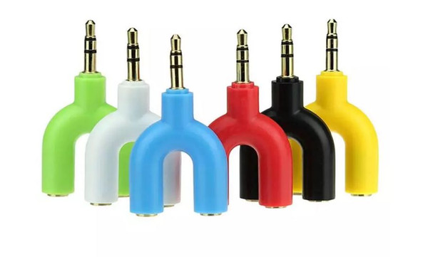 New U Type Jack 3.5mm To Dual 3.5mm AUX Cable Headphone Seprator Male To Female Stereo Audio Earphone Splitter Adapter