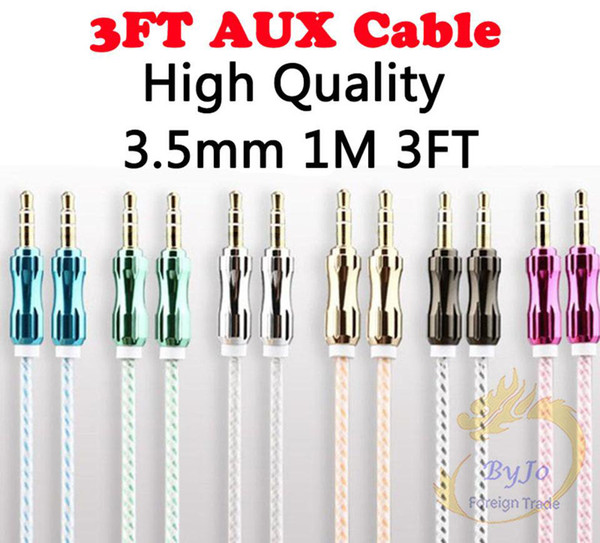 3.5mm 1M 3FT Braided AUX Audio Cable Cucurbit Auxiliary Cable Male To Male Stereo Car Extension Audio Cable For MP3 Car Phone