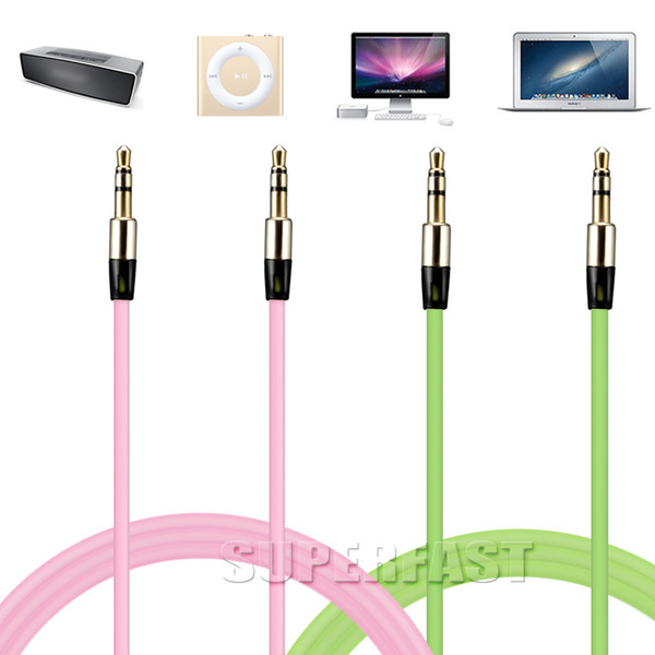 1M/3Ft Audio Cable Extended 3.5mm Aux Cable Candy Colorful Cable For MP3 Laptop Speaker with OPP Package