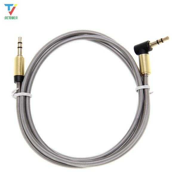 3.5mm Jack Audio Cable 3.5 Male to Male metal Right Angle 90 degree Car Aux Auxiliary Cord Supports Phone PC wholesale 100pcs /lot