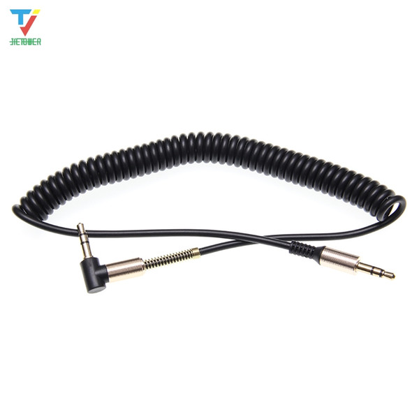 angle head Aux Spring Cable Gold-Plated 3.5mm Jack Male to Male 90 Degree right angle Audio Cable Jack 3.5 for iPhone MP3 MP4 2m 50pcs/lot