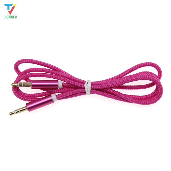 AUX Cable 3.5mm Jack Nylon Cable Frosted Metal Shell Male to Male Car Aux Auxiliary Cord for Phone MP3 Tablet PC Stereo Audio Cable 100pcs