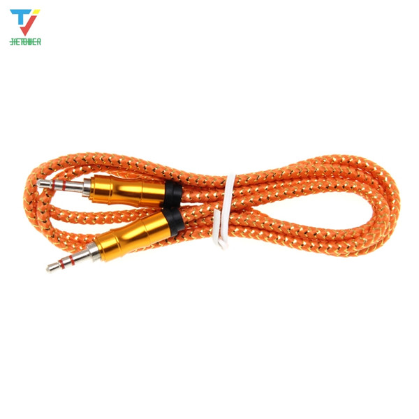 New 3.5 Auxiliary Cable Audio Cable bamboo style Stereo Male Aux Cord Cable Nylon Gold For Mp3/Speaker/Car Suppion 100pcs/lot