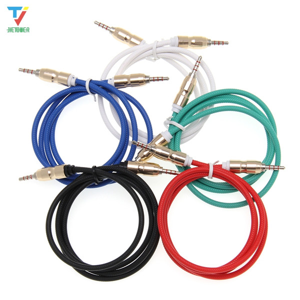 3.5 Jack Audio Cable Jack 3.5 mm Male to Male Cloth Audio Aux Cable For iPhone Car Headphone Speaker 4 pole Wire Line Aux Cord 100pcs/lot