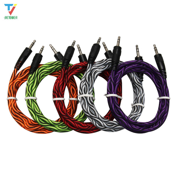 wholesale-Durable 1.5m Python glue head audio cable 3.5 jack to jack aux cord 1.5m Headphone Speaker AUX Cable for iphone Car MP3 200pcs/lot