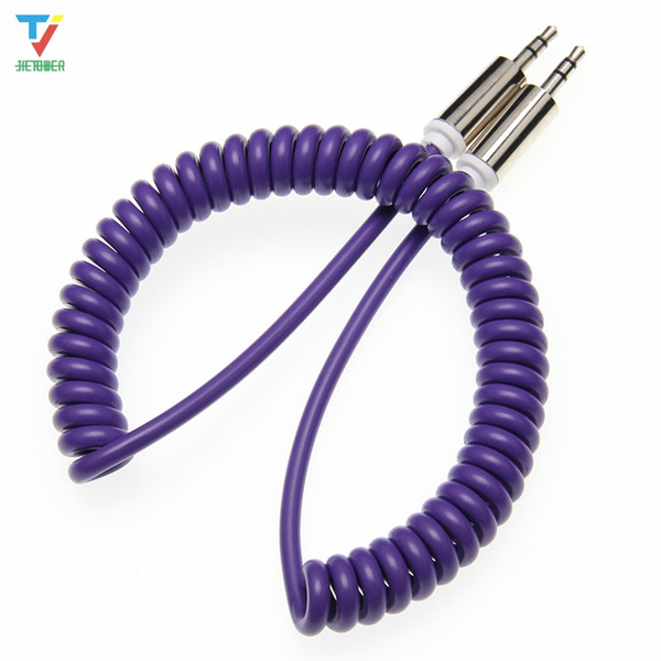 3.5mm Retractable spring Aux Cables Mobile Phone TPE Audio Cable Male to Male Spring AUX For Car For Samsung/Iphone 100pcs/lot