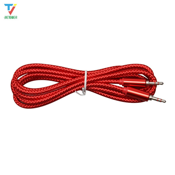 wholesale-China Red B style Audio cable 3.5 jack to jack aux cord 2m Headphone Speaker AUX Cable for iphone Car MP3 50pcs/lot