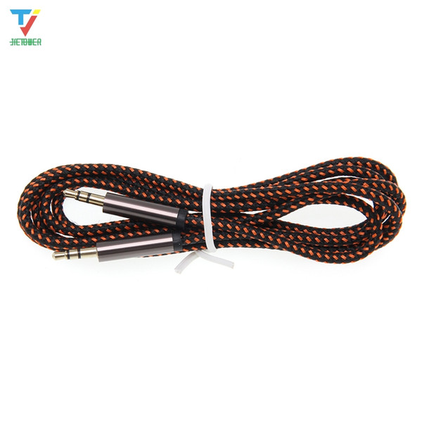 1.5M 3.5mm Male To 3.5 Male Braid gray head Aux Audio Extension Cable Weaving Audio Cable Car AUX Auxiliary Wire New 100pcs/lot