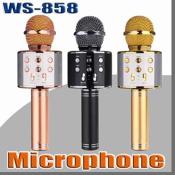 WS-858 Microphone Wireless Speaker Portable Karaoke Hifi Bluetooth Player WS858 For iphone 6 6s 7 ipad Samsung Tablets PC better than Q7 Q9