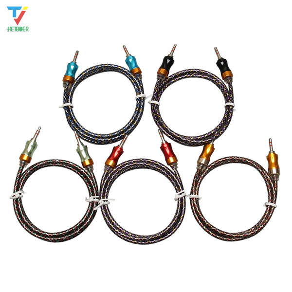 wholesale-Audio cable of big gourd in color net 3.5 jack to jack aux cord 1.5m Headphone Speaker AUX Cable for iphone Car MP3 100pcs/lot