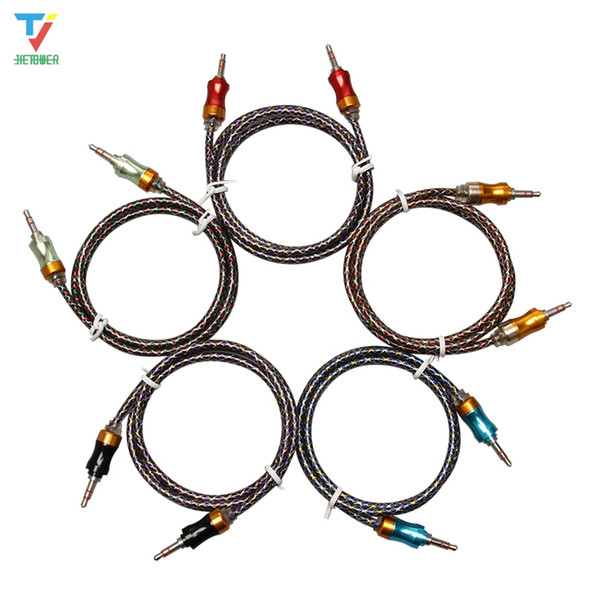 wholesale-Audio cable of big gourd in color net 3.5 jack to jack aux cord 1.5m Headphone Speaker AUX Cable for iphone Car MP3 50pcs/lot