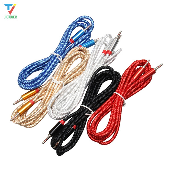 wholesale-China Red B style Audio cable 3.5 jack to jack aux cord 2m Headphone Speaker AUX Cable for iphone Car MP3 1pcs