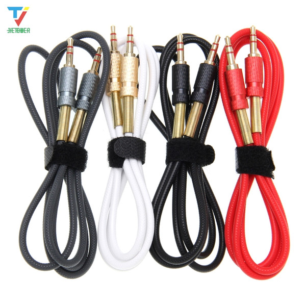 1m 3.5mm AUX Male to Male Audio Cable Cord Gold-plated spring protect protective for Phone Car Speaker 50pcs/lot