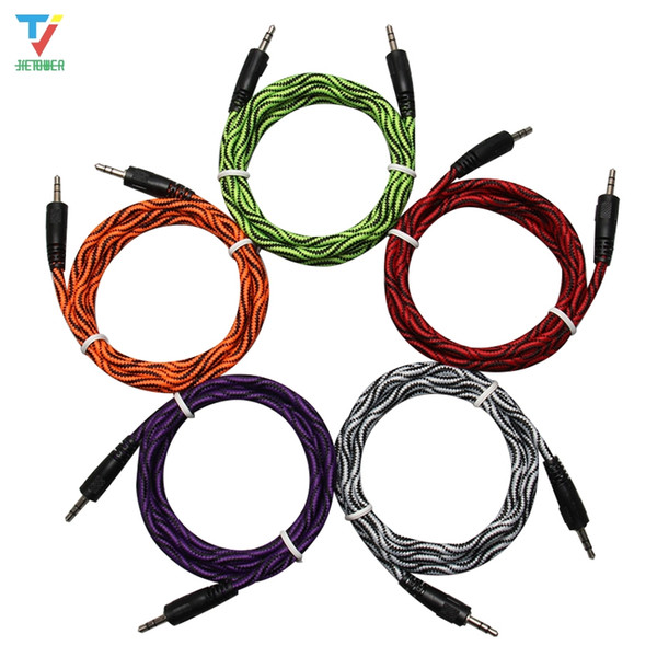 wholesale-Durable 1.5m Python glue head audio cable 3.5 jack to jack aux cord 1.5m Headphone Speaker AUX Cable for iphone Car MP3 100pcs/lot