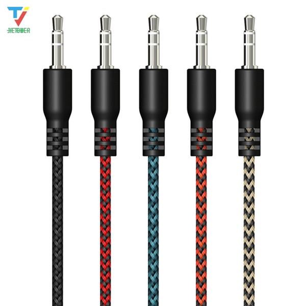 Aux Cable Speaker braid Wire 3.5mm Jack Audio Cable For Car Headphone Adapter Jack 3.5 mm Speaker Cable For Microphone MP3 MP4 100pcs/lot