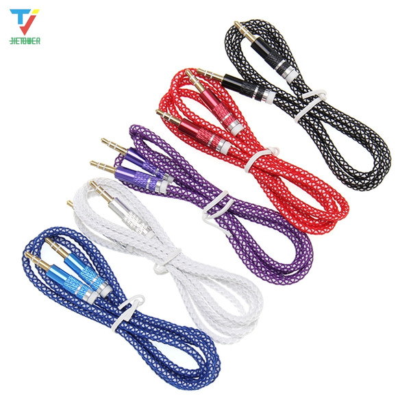 3.5mm durable Audio Cable Nylon Braid candy Car AUX Cable Headphone Extension Code for Phone MP3 Car Headset Speaker 300pcs/lot