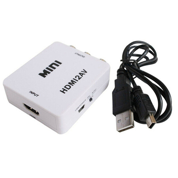 HDMI2AV 1080P HD Video Adapter mini HDMI to AV Converter CVBS+L/R HDMI to RCA For Xbox 360 PS3 PC360 With retail packaging 2018 good