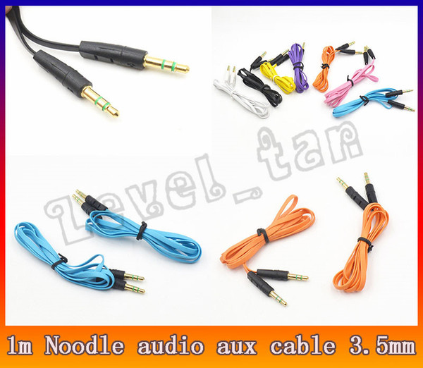 1m 3FT Flat Noodle 3.5mm to 3.5mm Audio Cable Colorful Male Car Stereo AUX Extended Audio Auxiliary Cord for iPhone Samsung