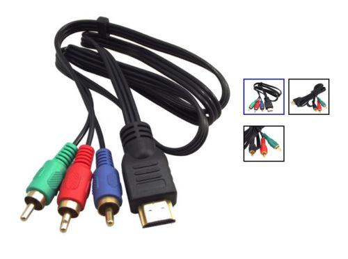 HDTV HDMI to 3 RCA Adapter Cable Gold Plated 3ft 1M Black Fast shipment Free shipping 100pcs