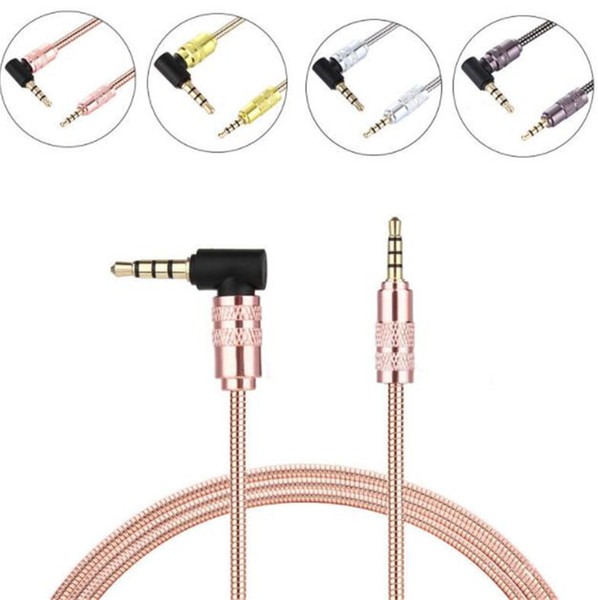 90 degree Stainless Steel aux audio cable 1m 3ft 3.5mm male to male Right Angle car audio aux cable for iphone samsung mp3