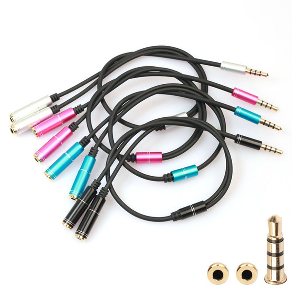 High Quality 2 in 1 3.5mm Audio Jack to Earphone and Microphone Stereo Cable Male to Female Audio Splitter Adapter Connecter