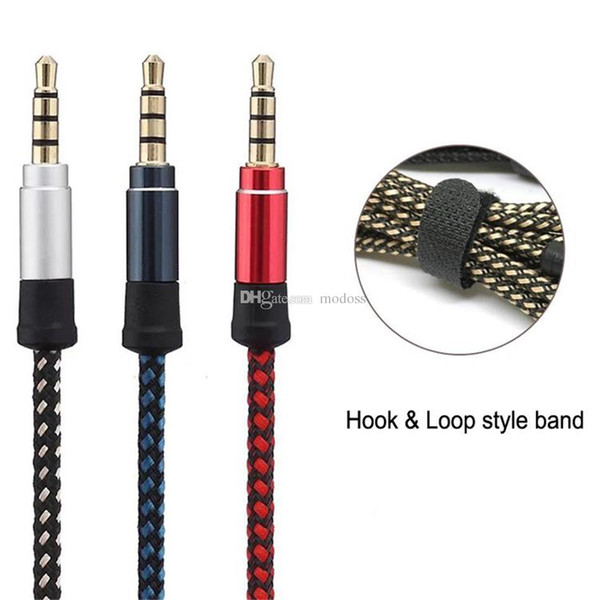 Good quality 1.5M Braided Aux cord Stereo Audio Cable 3.5MM Male to Male Headphone jack Auxiliary line for iPhone Samsung