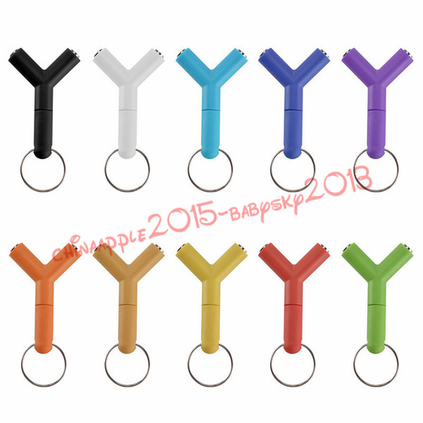 colorful Y style 3.5mm aux audio Splitter adapter 2 Way With 3.5MM female Audio Sound AUX keychain