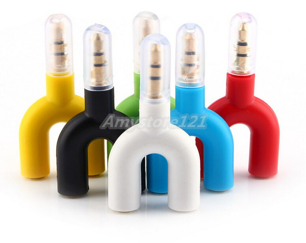 2 in 1 3.5mm Stereo Splitter Audio Earphone Headset Headphone 2 Way Splitter Microphone Adapter for Tablet Speaker iPod PC IPhone