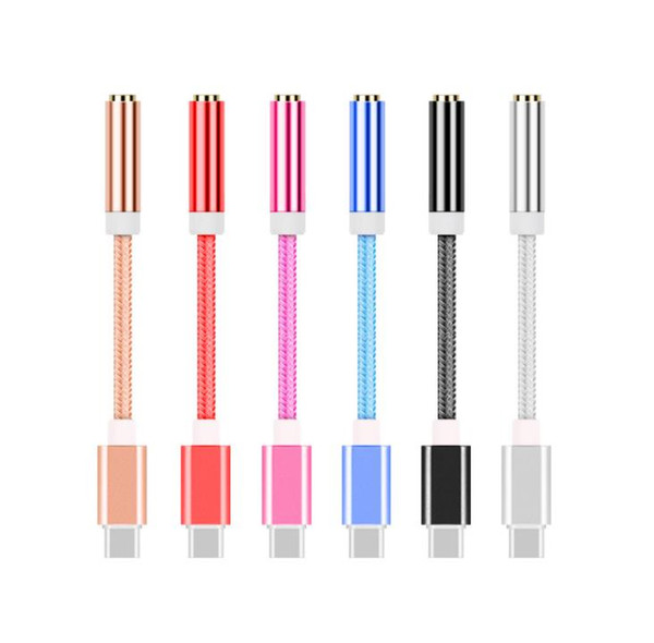 A/V Accessories Cable type-c Braided Audio Auxiliary Cable 1m 3.5mm Wave AUX Extension Connectors Stereo Car Nylon Cord phone Speaker X28