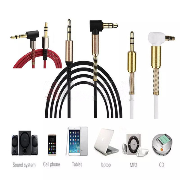 1Pc Aluminum Alloy Car Aux Cables 3.5mm Male to Male Right Angle Car Auxiliary Audio Cable Cord For Phone MP3 Car Stereo