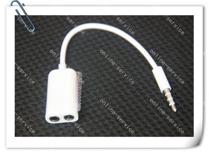 WHITE 3.5mm Dual Channel Audio Wire Splitter AUX Cable Deconcentrator Adapter For iPhone 6 plus iPod MP3 MP4 Earphone