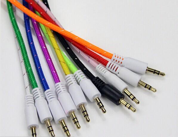 Braided AUX 3.5mm Stereo Auxiliary Car Audio Cable Male to Male for iPhone 6 6+ /Samsung Galaxy S5/PDA/ipad/MP3