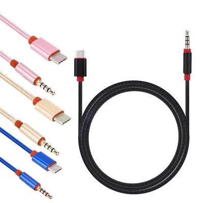 1m type c aux cable type c male to 3.5mm jack male braided nylon aux audio cable