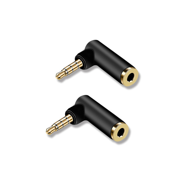 3.5mm Audio Plug Gold-plated Connector 4 Pole L Shape Jack Adapter Stereo 3.5mm Male To 3.5mm Female Connector