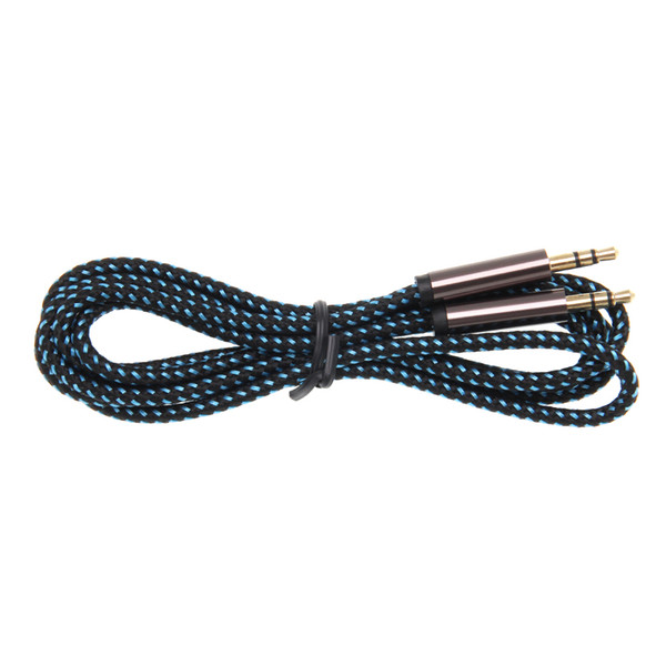 1.5M 3.5mm Male To 3.5 Male Braid gray head Aux Audio Extension Cable Weaving Audio Cable Car AUX Auxiliary Wire New