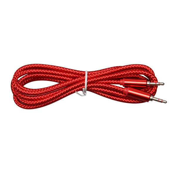 Audio Jack 3.5 mm Male to Male 2m China Red Audio Line Audio Aux Cable For iPhone Car Headphone Speaker Wire Line Aux Cord 500pcs