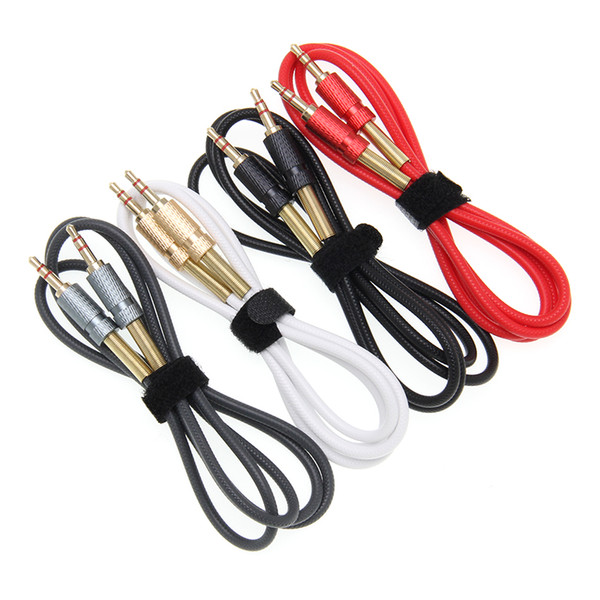 1m 3.5mm AUX Male to Male Audio Cable Cord Gold-plated spring protect protective for Phone Car Speaker 500pcs