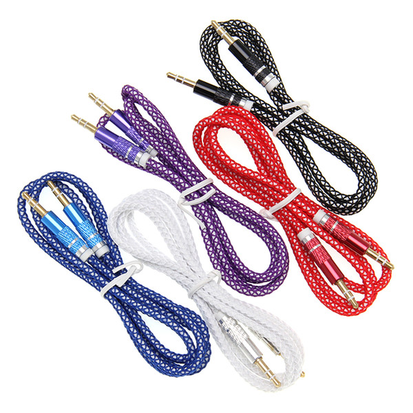 Jack 3.5mm Audio Cable Nylon Braid candy 3.5mm Car AUX Cable Headphone Extension Code for Phone MP3 Car Headset Speaker 100pcs