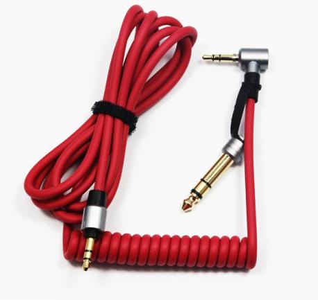 High quality 3.5 to 3.5 / 6.5mm spring to record audio cable top quality two use spring audio cable 100pcs