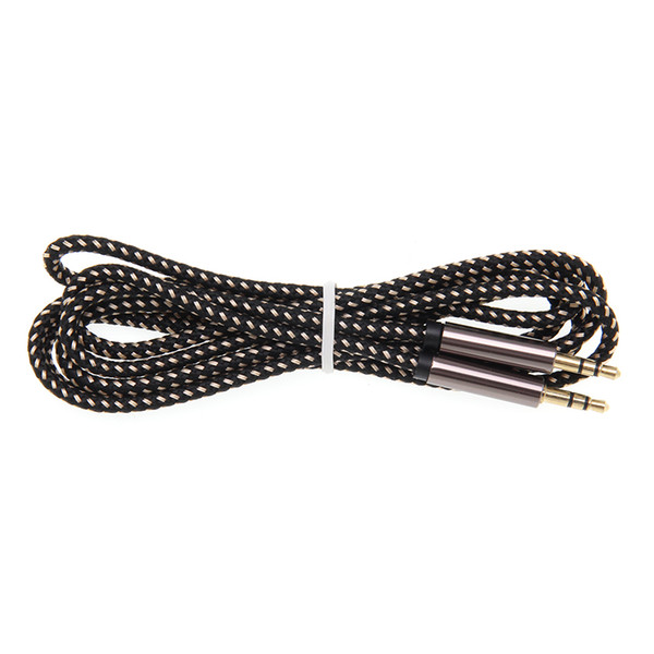 1.5M 3.5mm Male To 3.5 Male Braid gray head Aux Audio Extension Cable Weaving Audio Cable Car AUX Auxiliary Wire New 500pcs