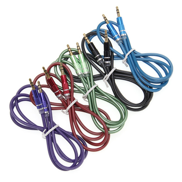 UV Spring Audio Cables 3.5 Jack AUX Audio Cable 3.5MM Male to Male Cable For Phone Car Speaker MP4 Headphone 300pcs