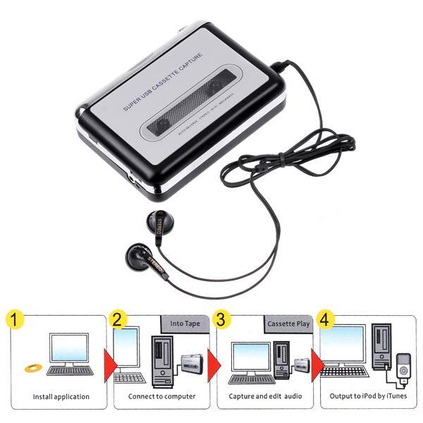 Super Portable Tape to iPod/MP3 CD USB Cassette Capture Converter Audio Music Player E0Xc BS1V Adapter With Retail Box