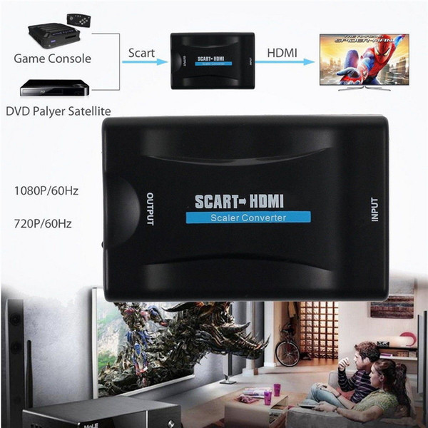 1080P HDMI to SCART to HDMI Composite Video Stereo Converter Audio Adapter with USB Cable For Sky Box HD TV DVD STB