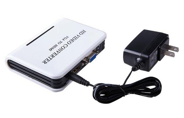 Free shipping PC laptop VGA to HDMI HDTV converter Conversor with 3.5mm audio input up to 1080p supported