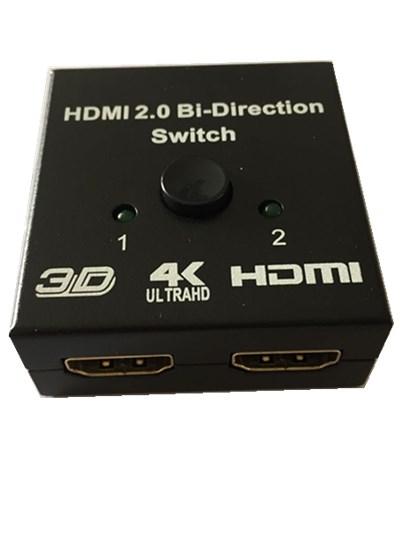 Support 4K 2.0 Digital Convenient Portability 2-Port HDMI Bi-directional 2x1 Switch Switcher or 1x2 Splitter Selector 3D