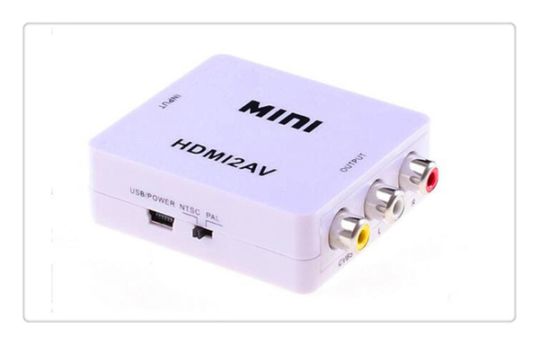 HDMI2AV 1080P HD Video Adapter mini HDMI to AV Converter CVBS+L/R HDMI to RCA For Xbox 360 PS3 PC360 With retail packaging