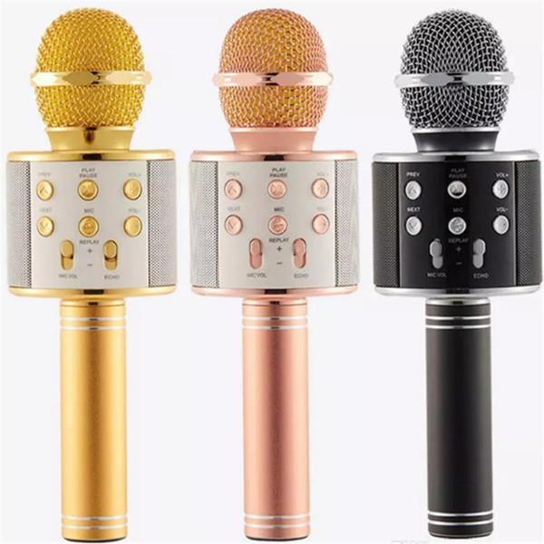 WS-858 Wireless Speaker Microphone Portable Karaoke Hifi Bluetooth Player for iphone 6 6s 7 ipad Samsung Tablets PC With Retail Package