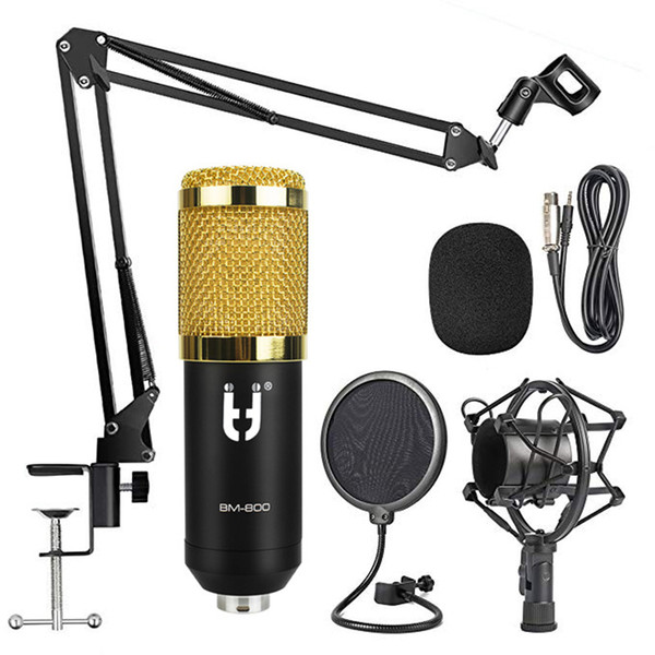 Full Set Microphone Professional BM800 Condenser KTV Microphone Pro Audio Studio Vocal Recording Mic + Metal Shock Mount