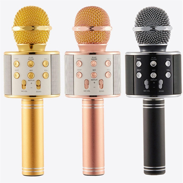 Bluetooth Wireless Microphone WS-858 Handheld Karaoke Mic USB KTV Player Bluetooth Speaker Record Music Microphones WS858